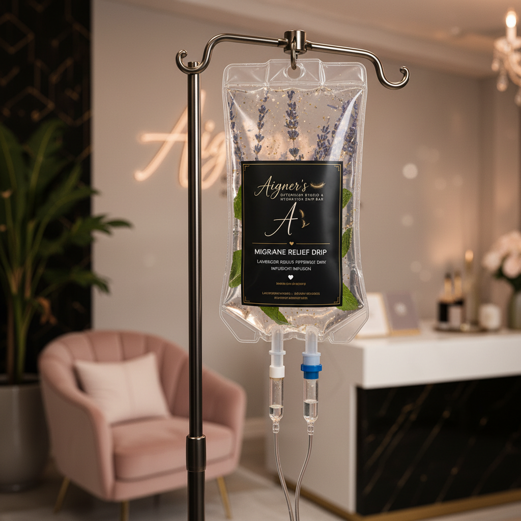 Migraine Cocktail IV Drip - black gold pink luxury